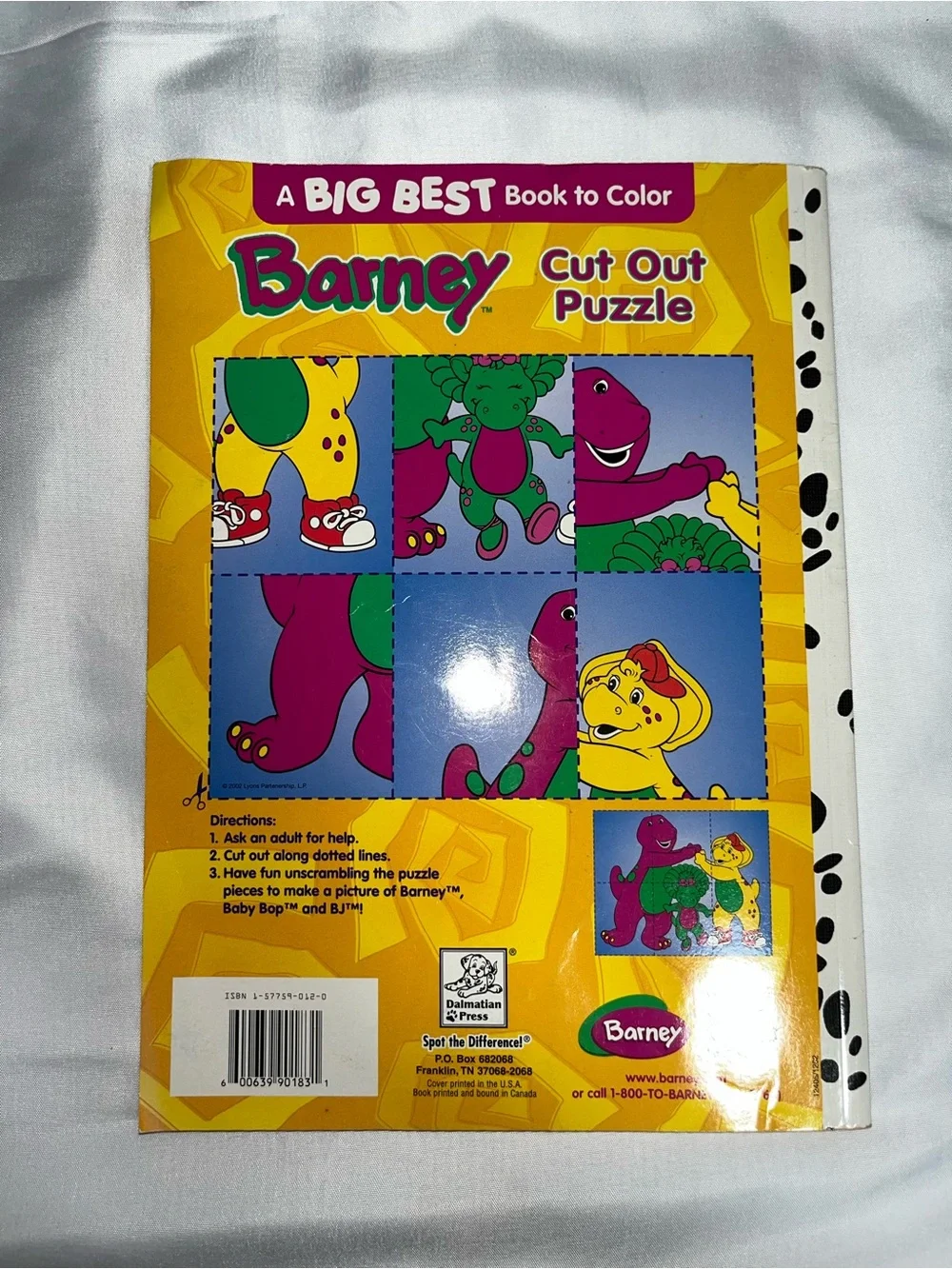 Vintage 1998 Barney All Year Long Big Best Color & Read Coloring Book
